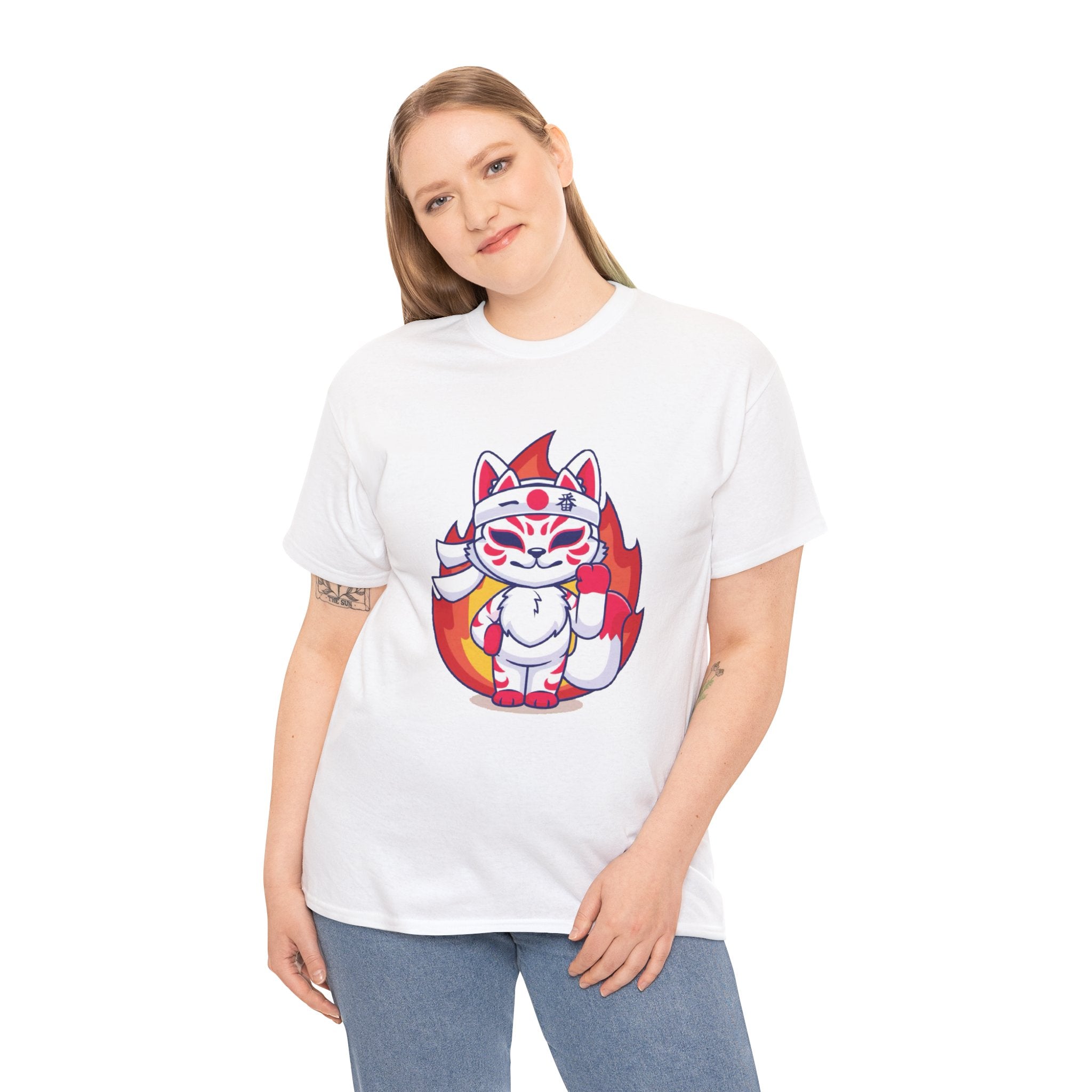 Kitsune Tee Shirt - Unisex Heavy Cotton