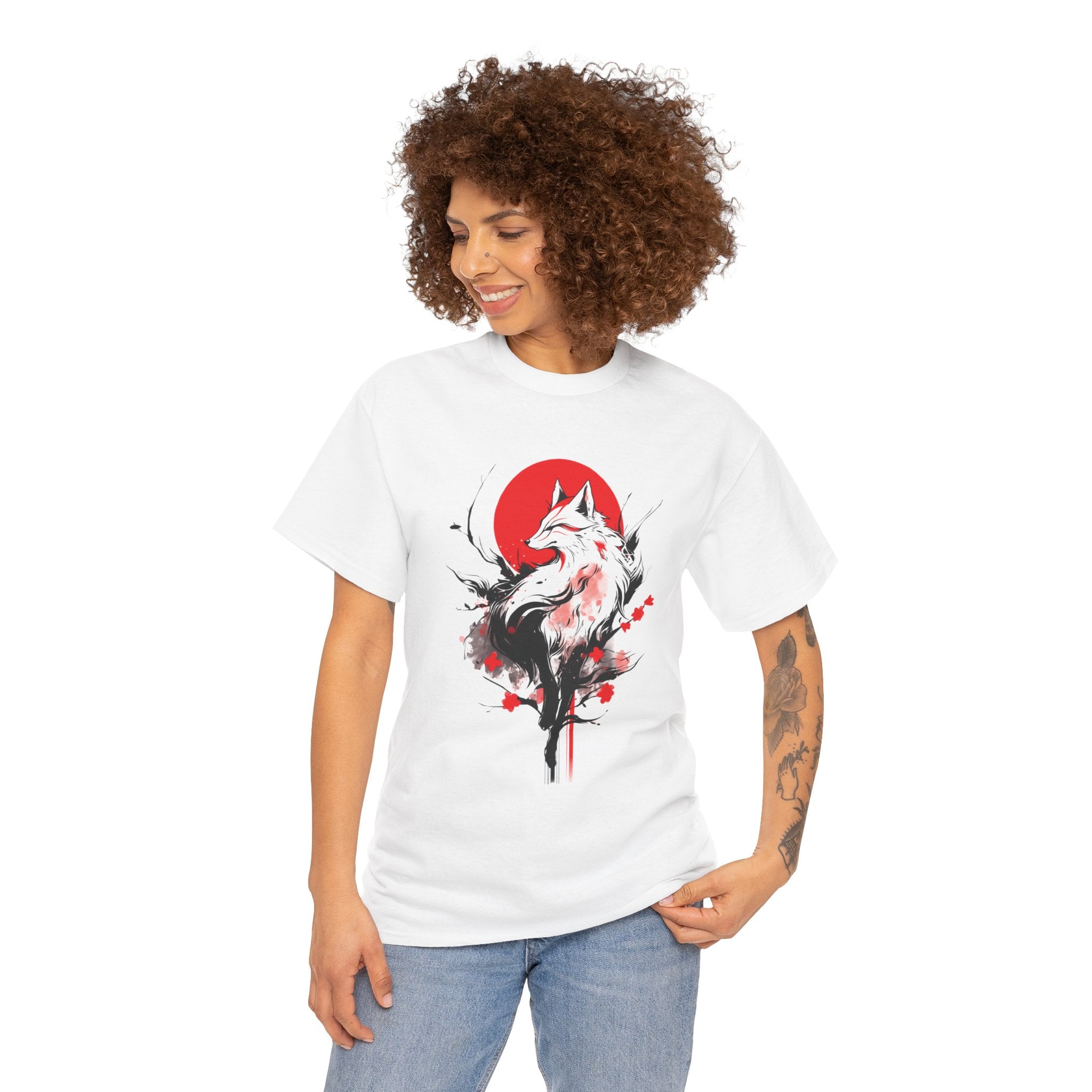 Kitsune Tee Shirt - Unisex Heavy Cotton